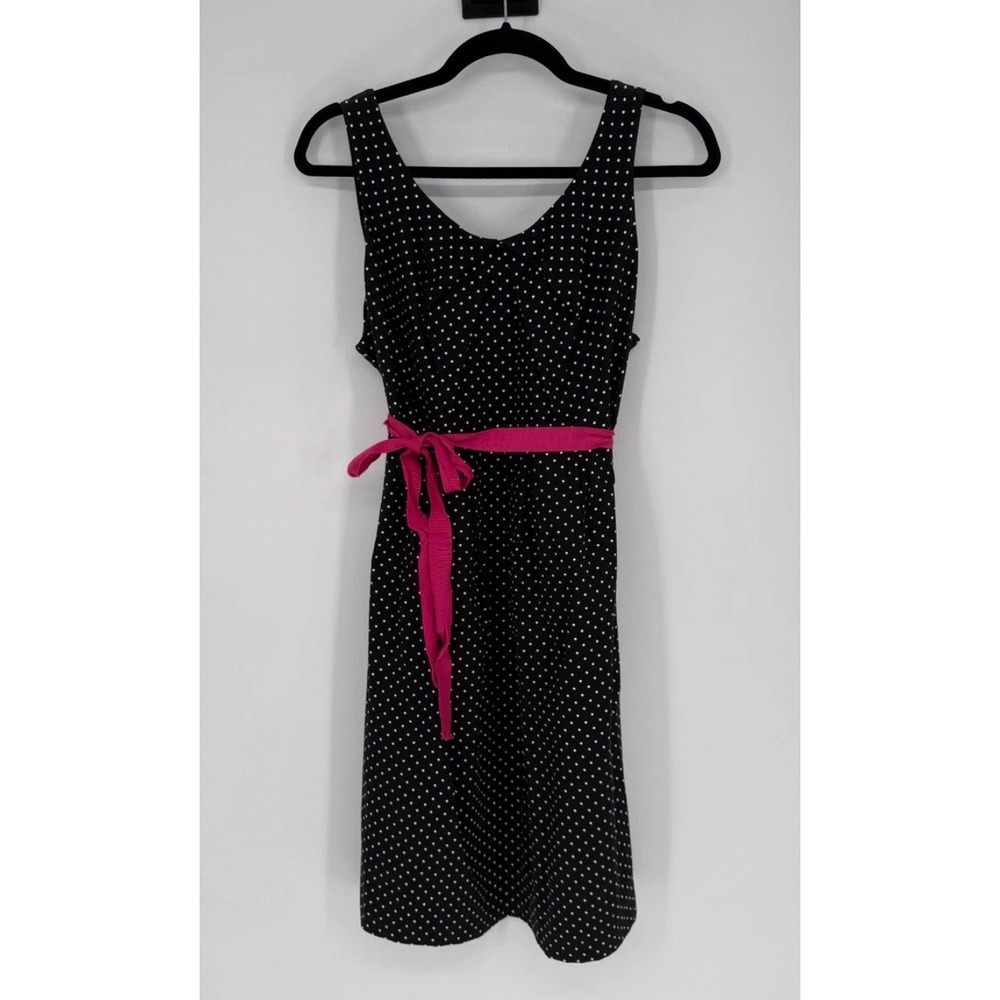 Motherhood Maternity Dress Medium Black White Polka Dot Sleeveless Gender Reveal